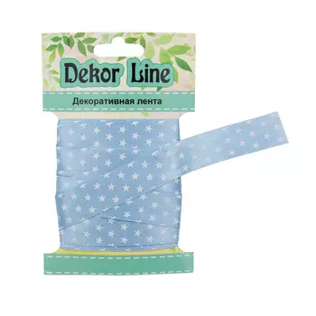 Лента атласная 'Звездочки', 15мм*3м (голубой)