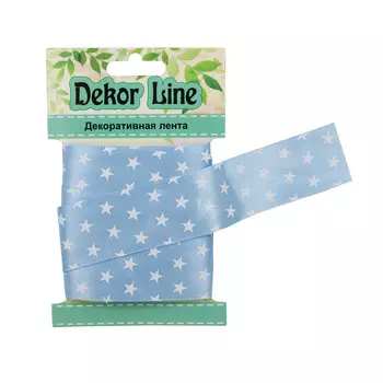 Лента атласная 'Звездочки', 25мм*3м (голубой)