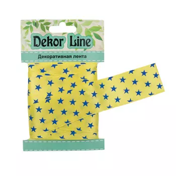 Лента атласная 'Звездочки', 25мм*3м (желтый)