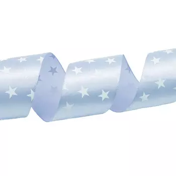 Лента атласная 'Звездочки', 45мм*22,5м (голубой)