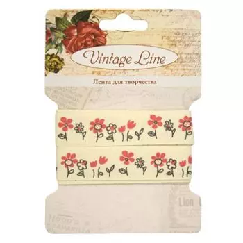Лента декоративная для творчества 'Цветочки' 16мм*1м, хлопок
