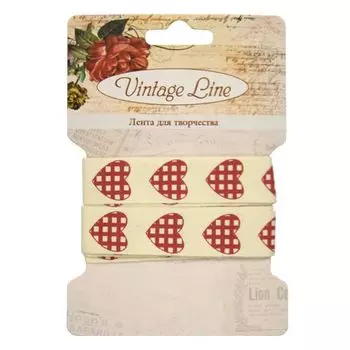 Лента декоративная для творчества 'Сердца', хлопок, 16 мм*1 м