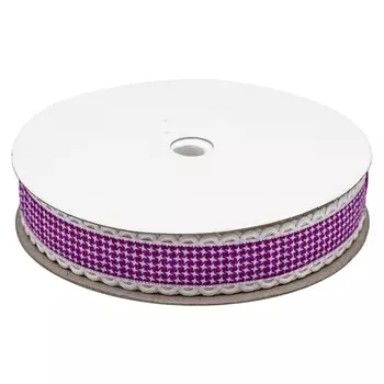 Лента декоративная 'Гусиные лапки' 20мм*25м YH99 (04 фиолетовый/белый)