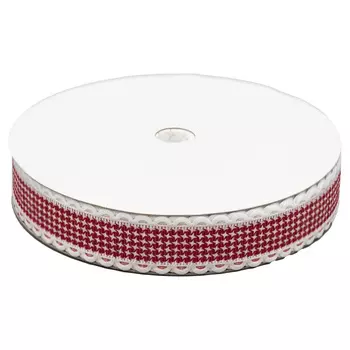Лента декоративная 'Гусиные лапки' 20мм*25м YH99 (02 красный/белый)