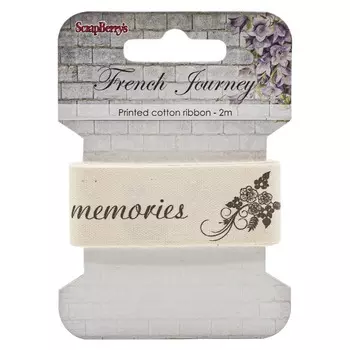 SCB390406 Лента декоративная для творчества, хлопок, 'Французское путешествие', 25мм*2м