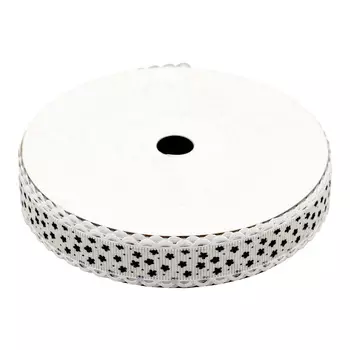 Лента декоративная 'Звездочки' 20мм*25м YH98 (02 белый/черный)