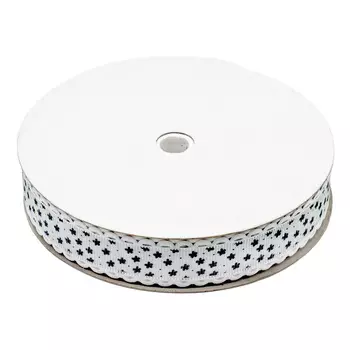 Лента декоративная 'Звездочки' 20мм*25м YH98 (04 голубой/черный)