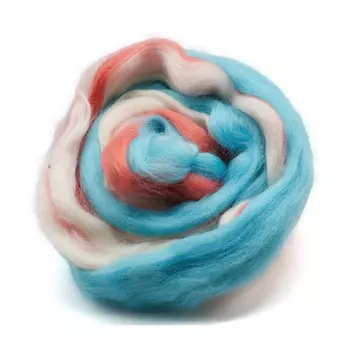 Лента для валяния меланж полутонкая , 100% шерсть, 50гр Камтекс (меланж 10 409)