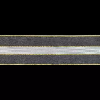 Лента капроновая с люрекс. 0072-2460 44мм*3м (белый/золотой)