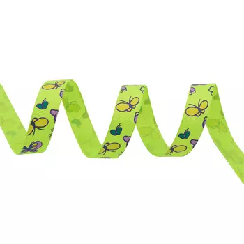 Лента репсовая 'Бабочки 1' 1,5см*22,86м (желтый неон)