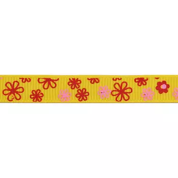 Лента репсовая 'Цветочки 5' 1,0см*45,72м (10116 желтый)