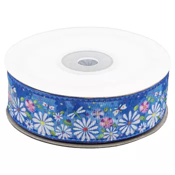 Лента репсовая 'Цветы 2' 2,5см*22,86м