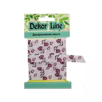 Лента репсовая 'Девочка в платьице', 10мм*3м (бело-розовый)