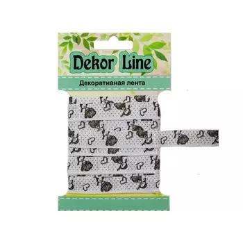 Лента репсовая 'Девочка в платьице', 10мм*3м (черно-белый)