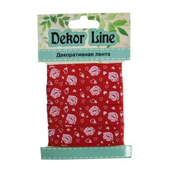 Лента репсовая 'Губки', 15мм*3м (красный)