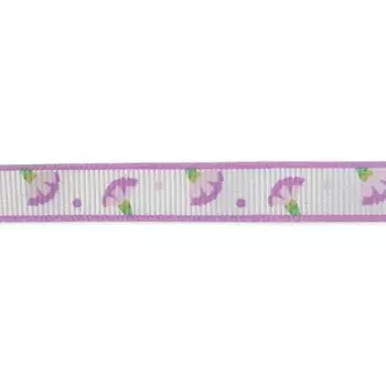 Лента репсовая 'Гвоздики', 10мм*22,5м (фиолетовый)