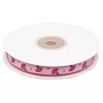 Лента репсовая 'Гвоздики', 15мм*22,5м (розовый)