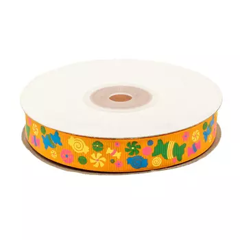 Лента репсовая 'Конфетки' 1,5см*22,86м (оранжевый)