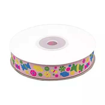 Лента репсовая 'Конфетки' 1,5см*22,86м (св.розовый)