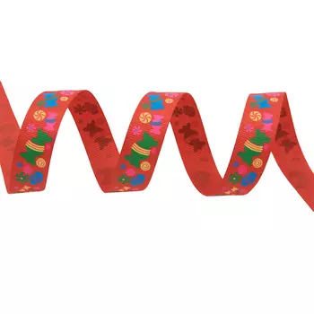 Лента репсовая 'Конфетки' 1,5см*22,86м (красный)