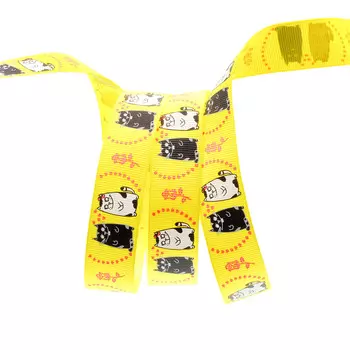 Лента репсовая 'Кошачья любовь' 22мм*22,5м (525 желтый)