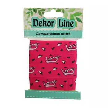 Лента репсовая 'Love', 15мм*3м (розовый)