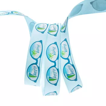 Лента репсовая PREMIUM 'Очки' 22мм*22,5м (305 голубой)