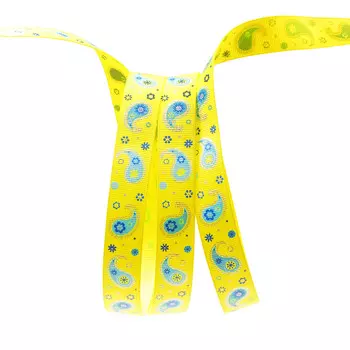 Лента репсовая PREMIUM 'Огуречный принт' 20мм*22,5м (525 желтый)