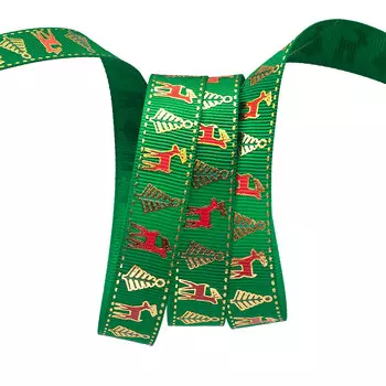 Лента репсовая PREMIUM 'Олени', 16мм*22,5м (A5-060 зеленый)