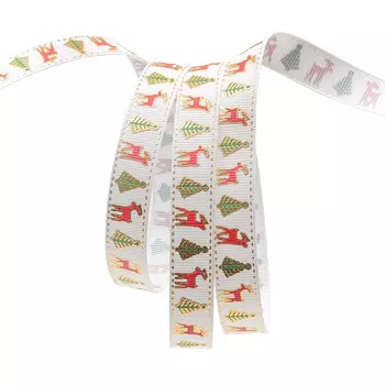 Лента репсовая PREMIUM 'Олени', 16мм*22,5м (A5-001 белый)