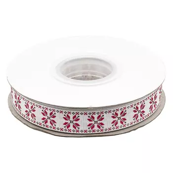 Лента репсовая 'Орнамент', 16мм*22,5м (A5-001 белый)