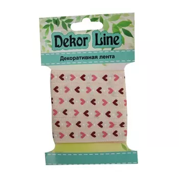 Лента репсовая 'Орнамент Сердца', 10мм*3м (бежевый)