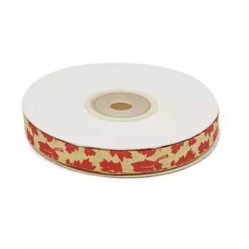 Лента репсовая 'Осень', 10мм*22,5м (оранжевый)