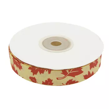 Лента репсовая 'Осень', 15мм*22,5м (оранжевый)