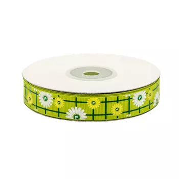 Лента репсовая 'Подсолнухи 1' 1,5см*22,86м (салатовый)