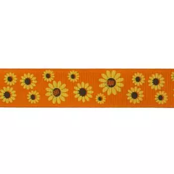 Лента репсовая 'Подсолнухи' 1,5см*22,86м (оранжевый)