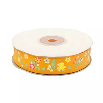 Лента репсовая 'Полевые цветы' 2,0см*22,86м (оранжевый)