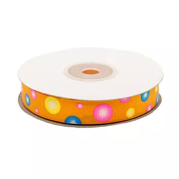 Лента репсовая 'Пузырьки' 1,5см*22,86м (оранжевый)