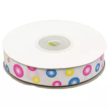 Лента репсовая 'Пузырьки' 1,5см*22,86м (белый)