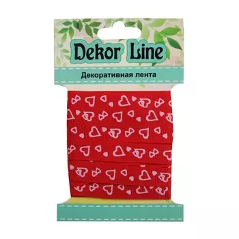 Лента репсовая 'Сердечки', 10мм*3м (красный)