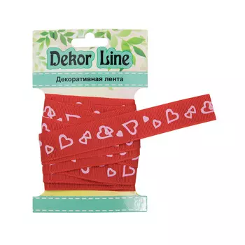 Лента репсовая 'Сердечки', 15мм*3м (красный)