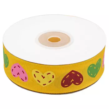 Лента репсовая 'Сердечки' 2,5см*22,86м 3-46 (желтый)