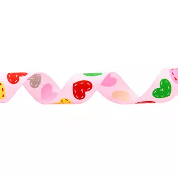 Лента репсовая 'Сердечки' 2,5см*22,86м 3-46 (св.розовый)