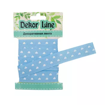 Лента репсовая 'Сердечки мелкие', 15мм*3м (голубой)