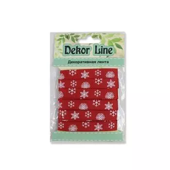 Лента репсовая 'Снежинки', 10мм*3м (красный)