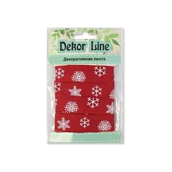 Лента репсовая 'Снежинки', 15мм*3м (красный)