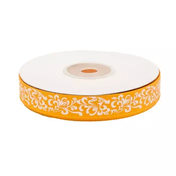 Лента репсовая 'Узор' 1,5см*22,86м (оранжевый)