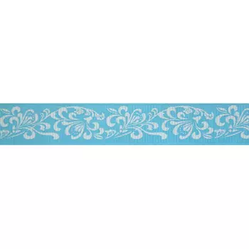 Лента репсовая 'Узор' 1,5см*22,86м (голубой)
