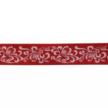 Лента репсовая 'Узор' 1,5см*22,86м (красный)