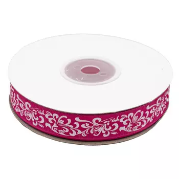 Лента репсовая 'Узор' 1,5см*22,86м (розовый)